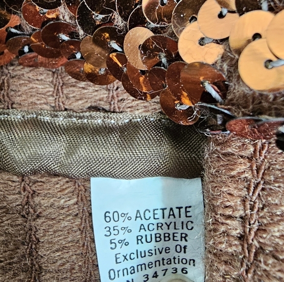 Brown silver and gold sequin tube top Smocked small - Picture 6 of 6